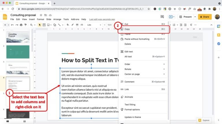 How To Make Columns In Google Slides Text Box