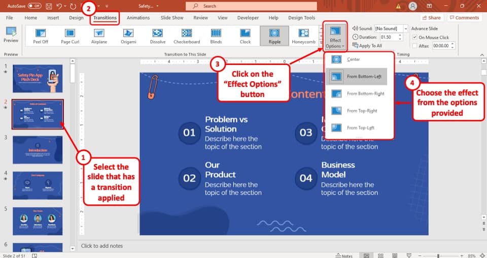 types of transition in powerpoint presentation