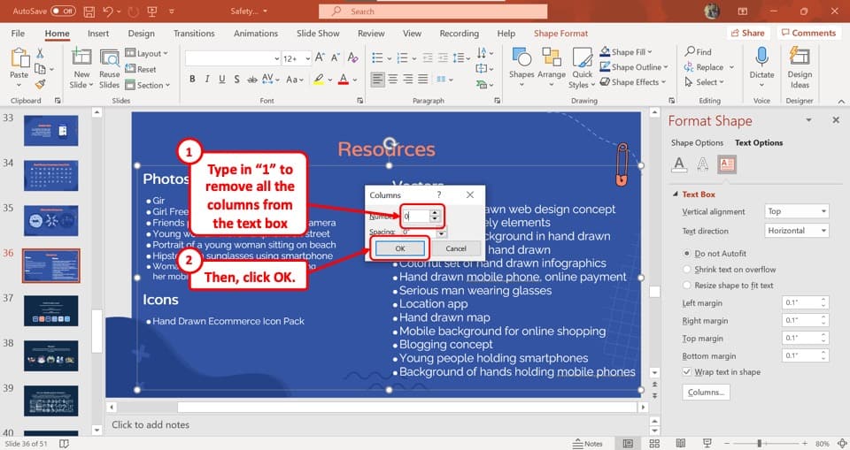 how to add two columns in powerpoint