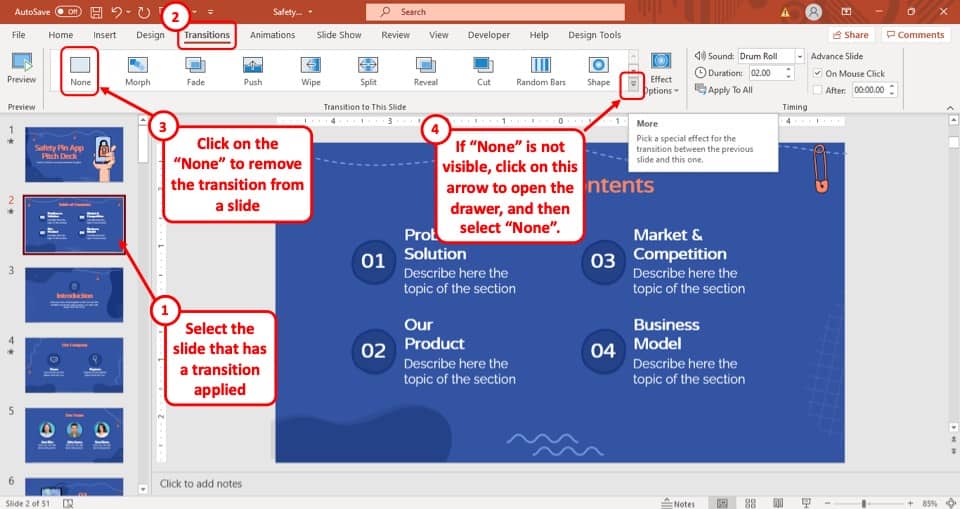 types of transition in powerpoint presentation