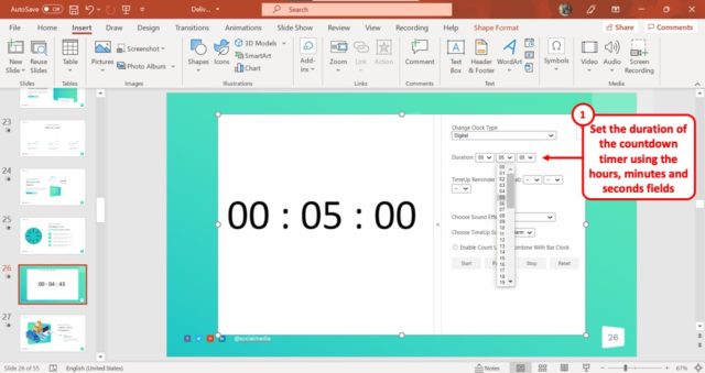 timer in powerpoint presentation mode