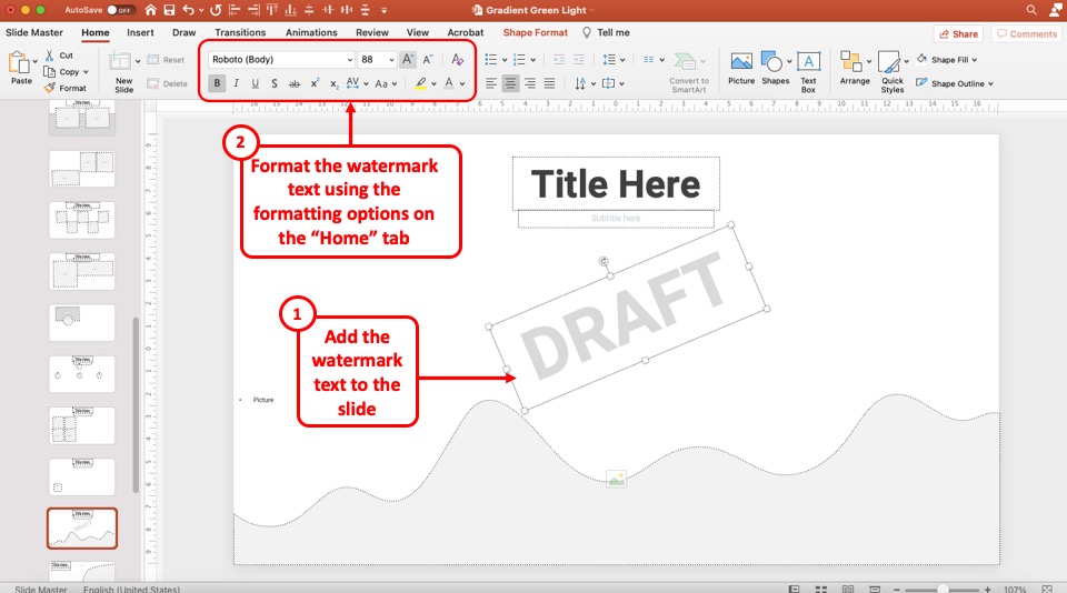 how to remove edit presentation title here in powerpoint