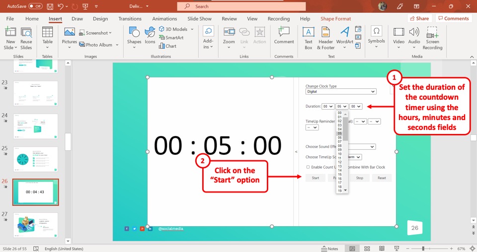 powerpoint presentation timer countdown