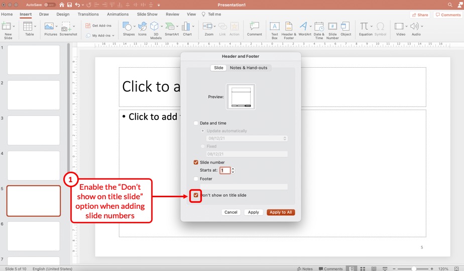 add page numbers to powerpoint presentation