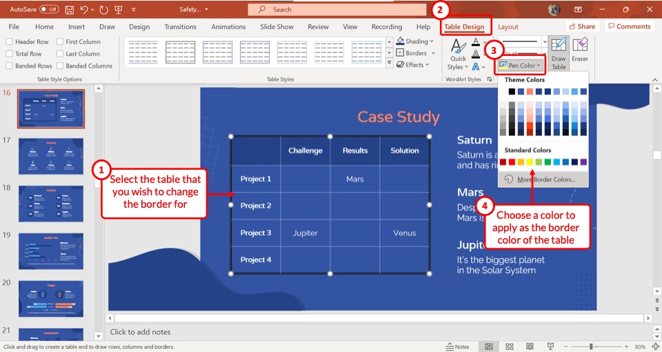 How To Change The Outline Color Of A Table In Powerpoint