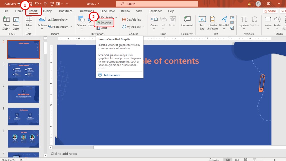 powerpoint contents pages