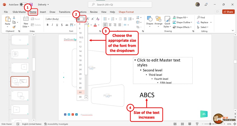 change font for powerpoint presentation