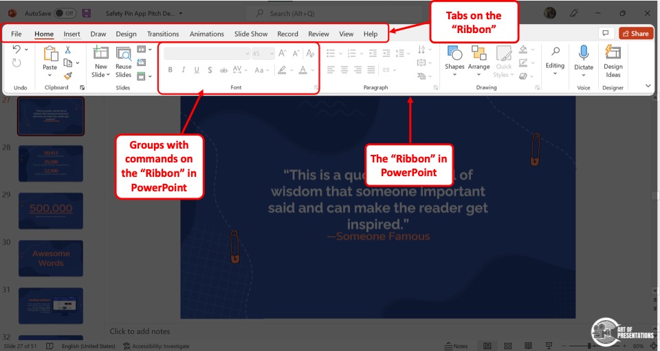 powerpoint presentation with tabs