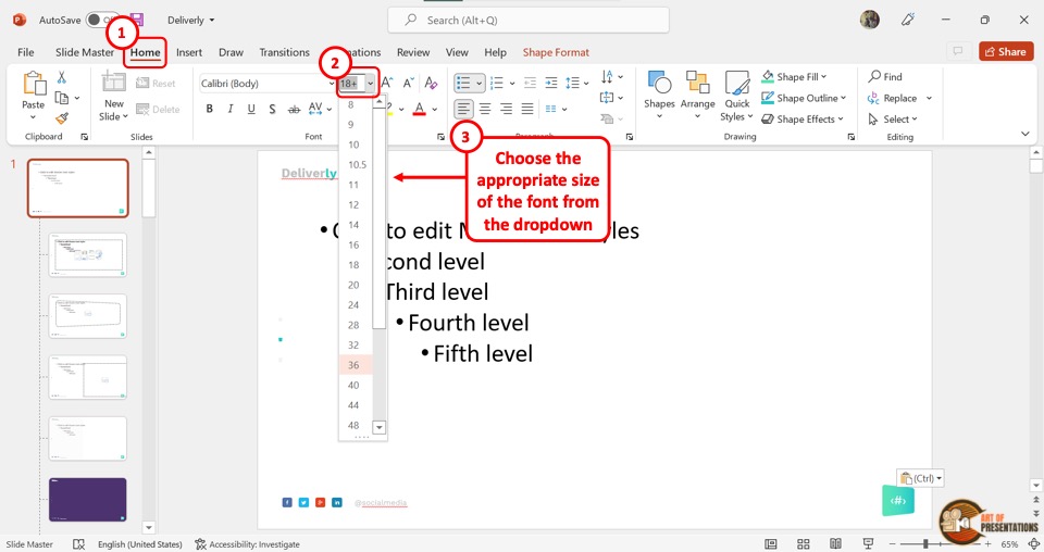 what size font should a powerpoint presentation be