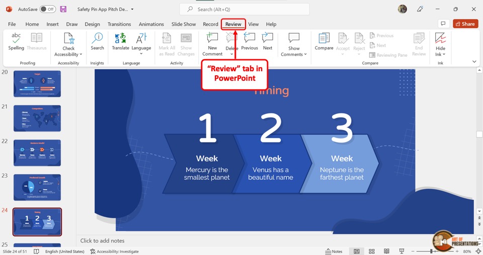 powerpoint presentation with tabs