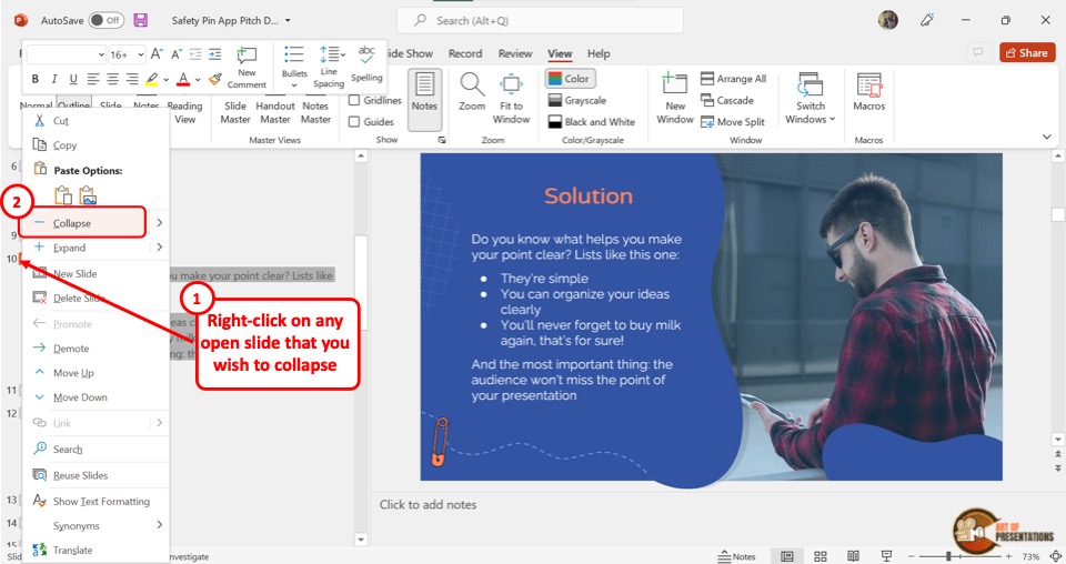 powerpoint presentation about outline