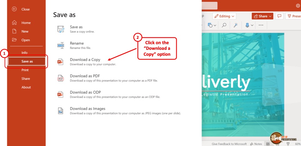 make a copy of powerpoint presentation to desktop