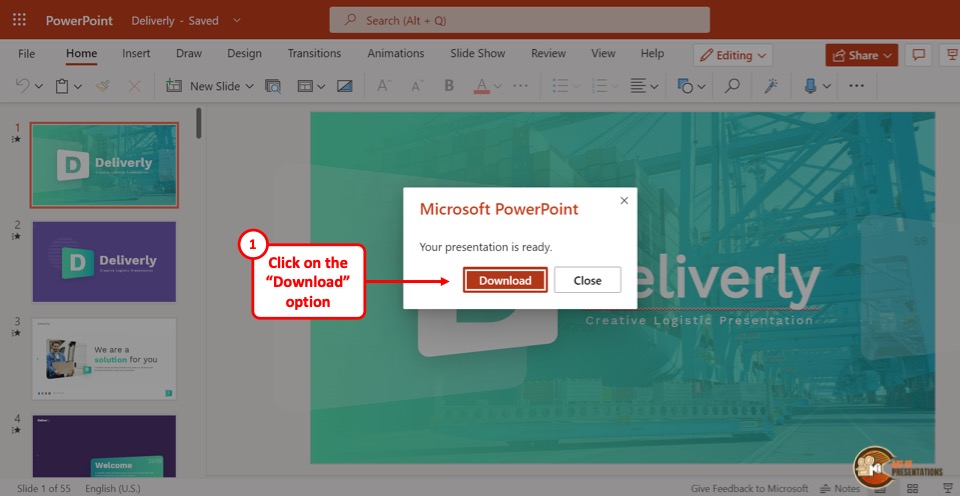save powerpoint as presentation only