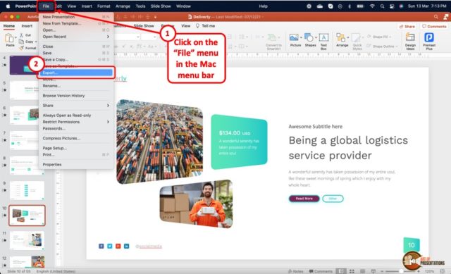 powerpoint save as presentation mode