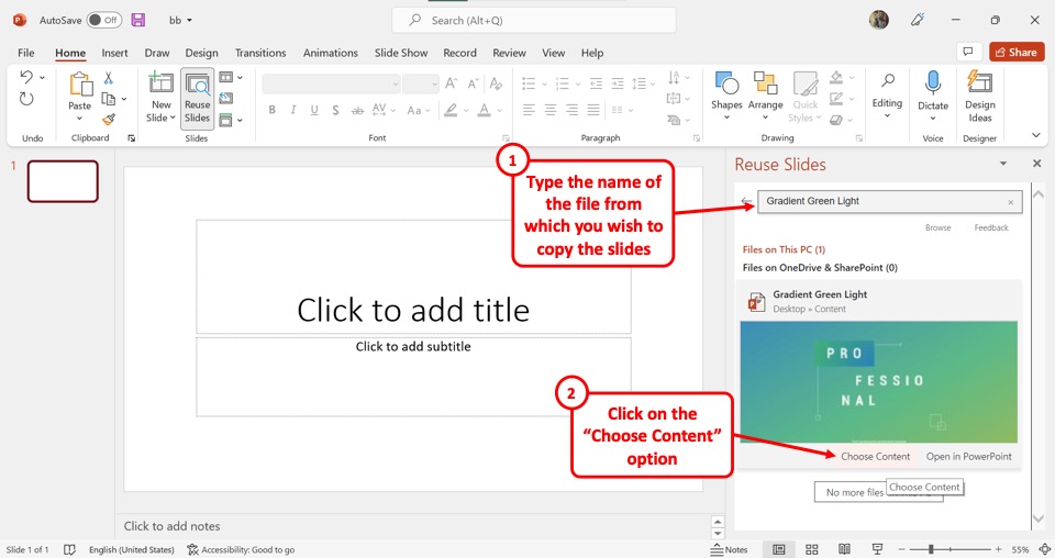 how to save powerpoint presentation in usb
