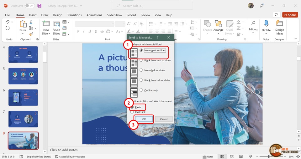 printing a powerpoint presentation with notes