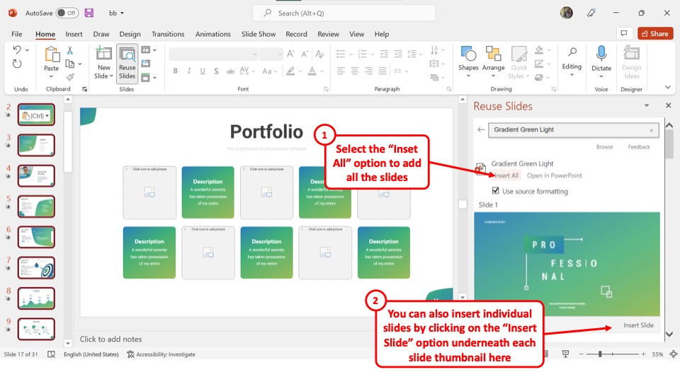 how to save powerpoint presentation on usb