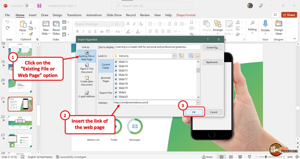 how to create hyperlink in powerpoint presentation