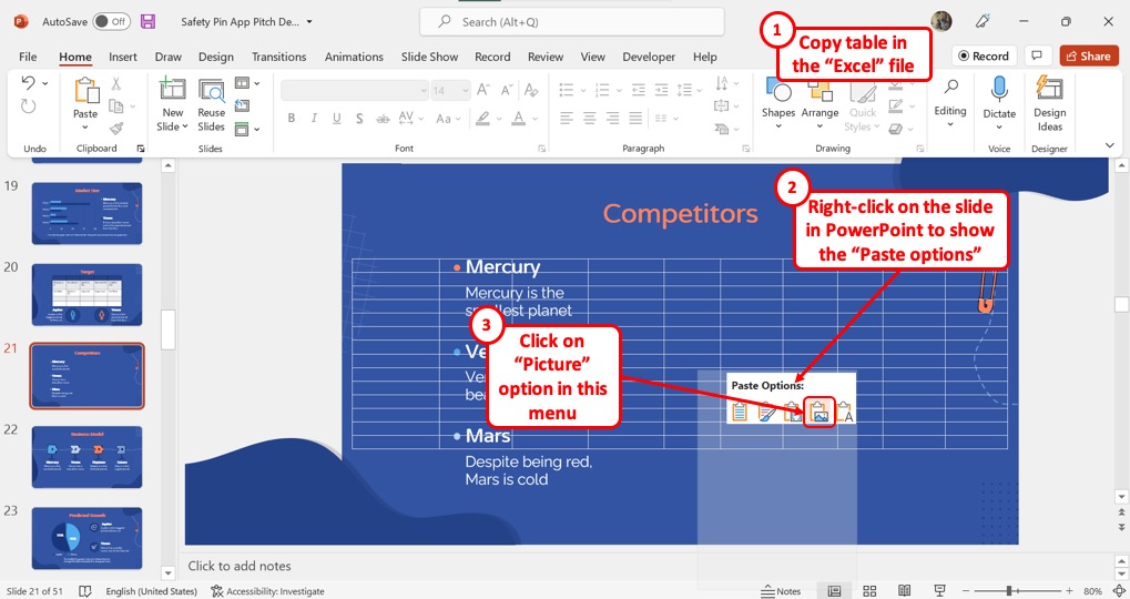 how to make presentation in excel
