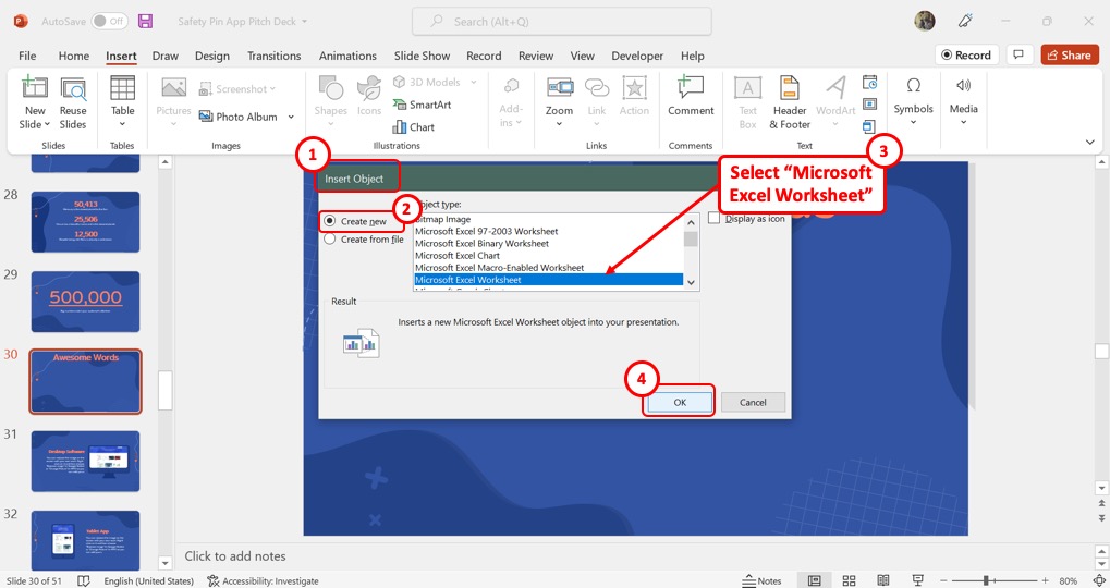 how to add excel file in powerpoint presentation
