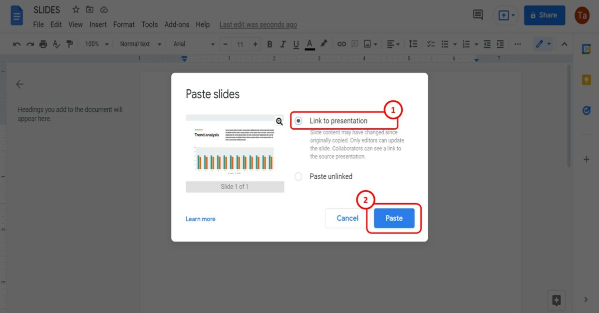 publish a google slide presentation