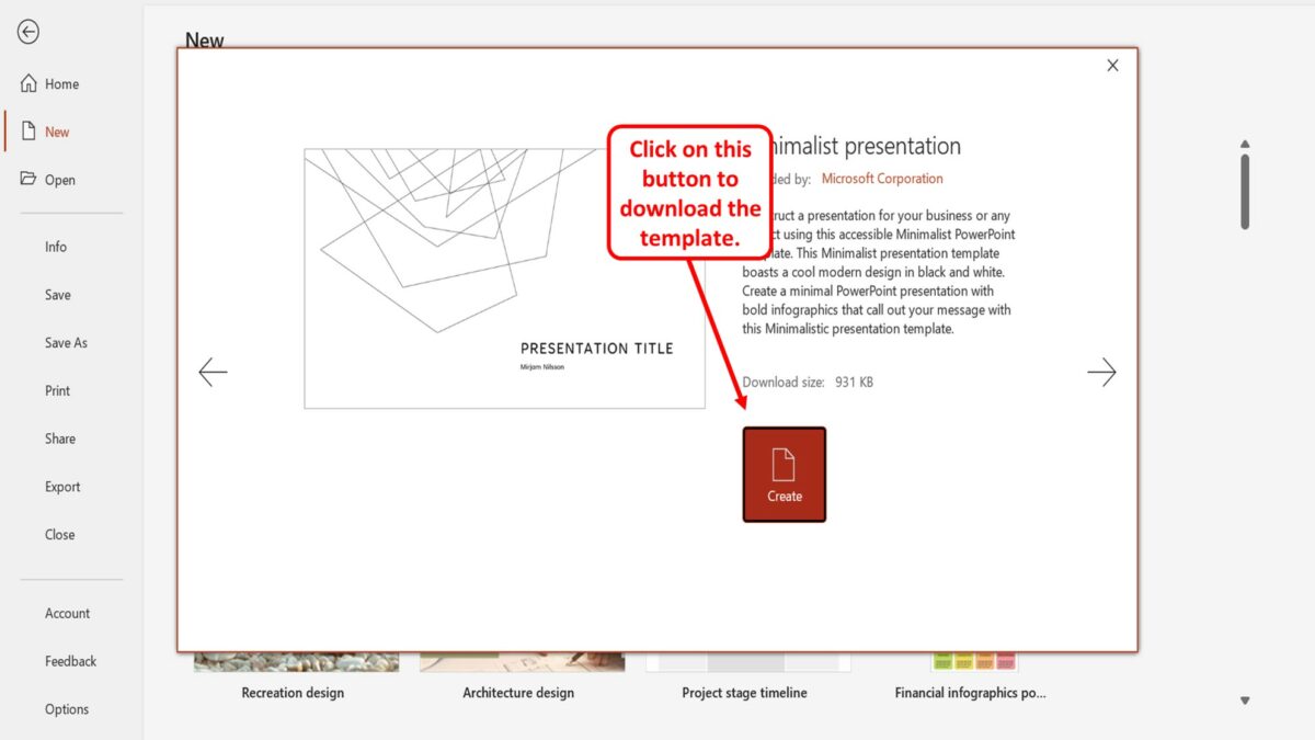 powerpoint online import template